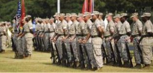 Marines at attention